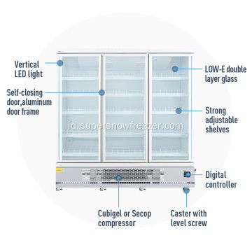 Pintu ganda portabel freezer tegak